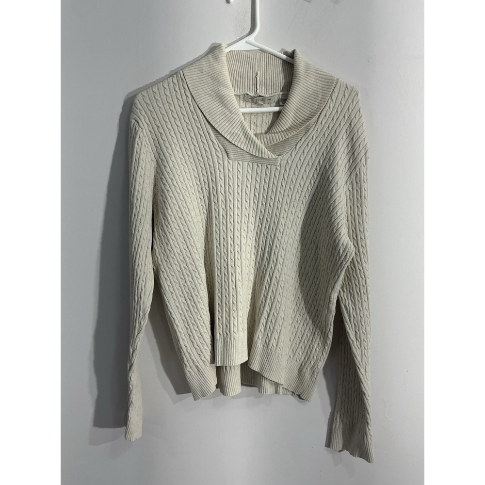 Womans Pria XL Beige Cable Knit Sweater